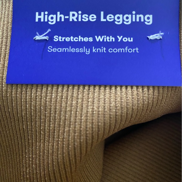 Women's High-Rise Ribbed Seamless
7/8 Leggings - JoyLab Tan Size M - Picture 4 of 6